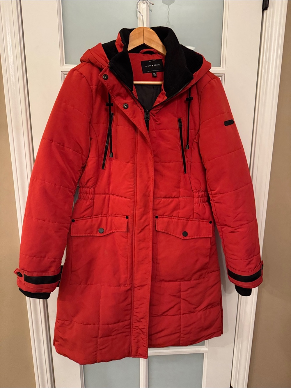 Lucky Brand Orange  Quilted Hooded Puffer Coat